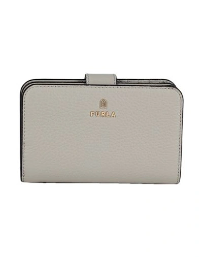 Shop Furla Camelia M Compact Wallet Woman Wallet Khaki Size - Calfskin In Beige