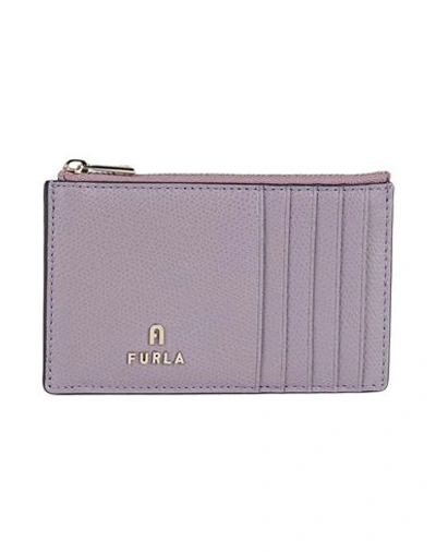 Shop Furla Camelia M Zipped Card Ca Woman Coin Purse Mauve Size - Leather In Purple