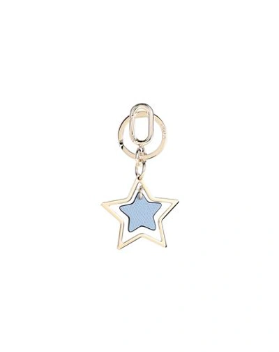 Shop Furla Venus Keyring Star Woman Key Ring Slate Blue Size - Metal, Soft Leather