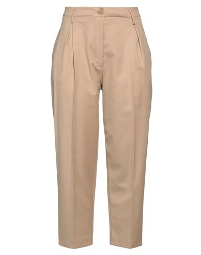 Shop Love Moschino Woman Pants Camel Size 10 Polyester, Acrylic, Viscose, Virgin Wool, Elastane In Beige
