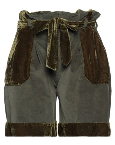 Manila Grace Woman Shorts & Bermuda Shorts Military Green Size 4 Viscose, Cotton, Elastane, Polyamid In Green