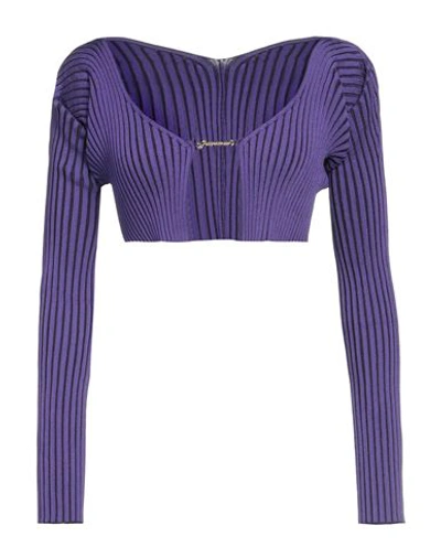 Shop Jacquemus Woman Sweater Dark Purple Size 8 Viscose, Polyamide, Elastane, Polyester