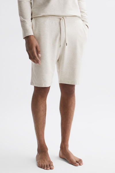 Shop Reiss Oatmeal Melange Tyne Drawstring Fleece Lined Shorts