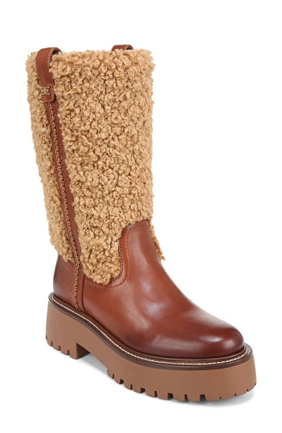 Shop Sam Edelman Elfie Faux Shearling Platform Boot In Acorn Brown/ Ginger Bread