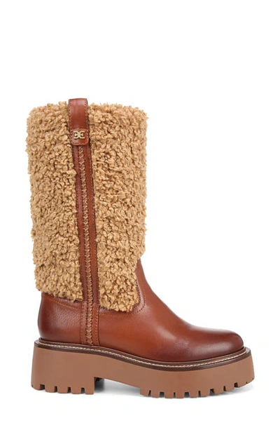 Shop Sam Edelman Elfie Faux Shearling Platform Boot In Acorn Brown/ Ginger Bread