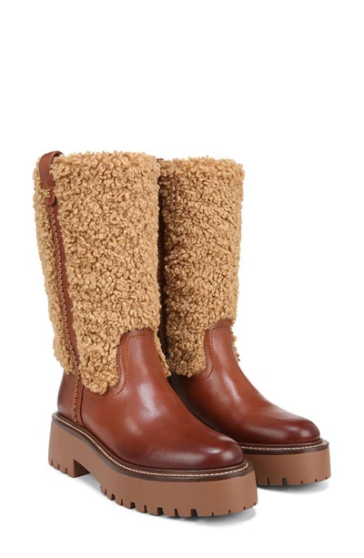 Shop Sam Edelman Elfie Faux Shearling Platform Boot In Acorn Brown/ Ginger Bread