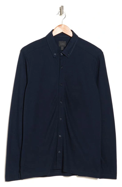 Shop 14th & Union Performance Knit Button-down Shirt In Navy Blazer