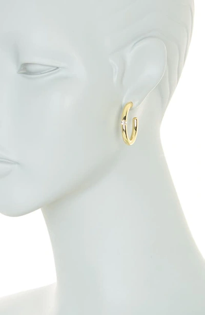 Shop Covet Crystal Hoop Earrings In Gold