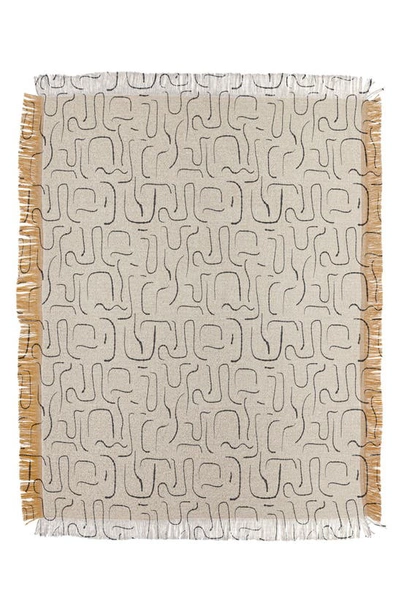 Deny Designs Iveta Abstract Lines Throw Blanket In Beige