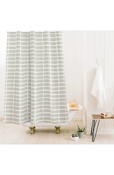 Deny Designs Lateral Block Print Shower Curtain In Cream