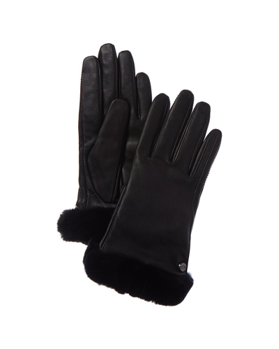 Shop Ugg Classic Leather Tech Gloves In Black