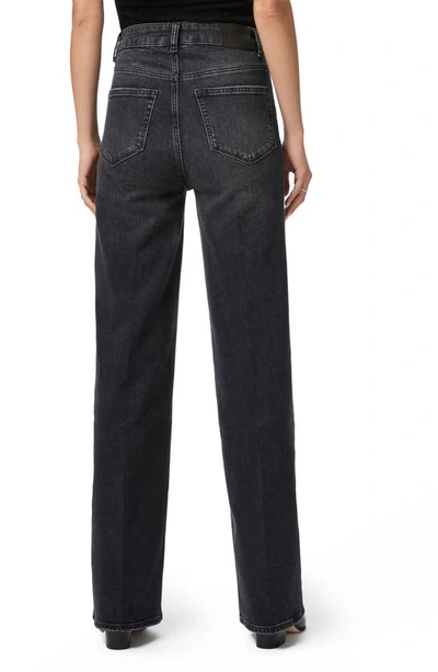 Paige Sasha High Rise Straight Jeans In Viper Black Distressed