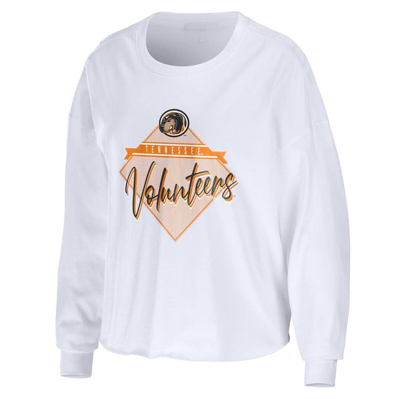 Shop Wear By Erin Andrews White Tennessee Volunteers Diamond Long Sleeve Cropped T-shirt