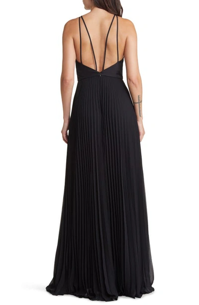 Shop Marchesa Notte Flower Detail Pleated Gown In Black