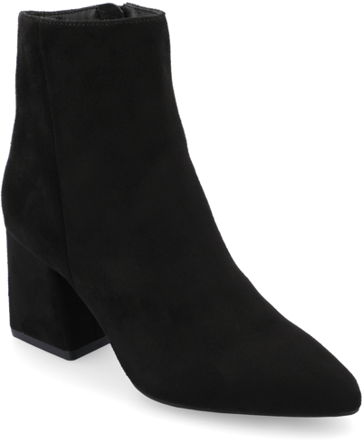 Shop Journee Collection Women's Sorren Tru Comfort Foam Covered Block Heel Pointed Toe Booties In Black