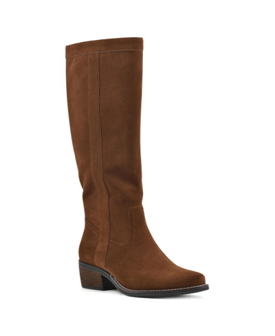 Shop White Mountain Women's Altitude Wide Calf Knee High Boots In Hazel Suede