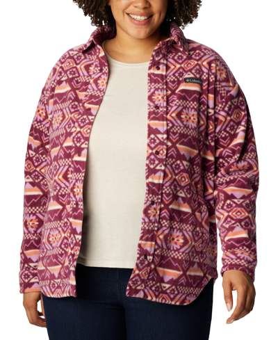 Shop Columbia Plus Size Benton Springs Long-sleeve Shirt Jacket In Marionberry Check