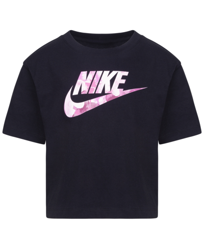Shop Nike Little Girls Boxy Long Sleeve T-shirt In Black