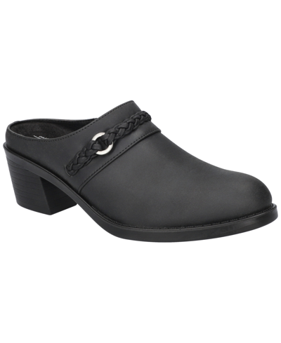 Easy Street Gilly Womens Faux Leather Block Heel Mules In Black