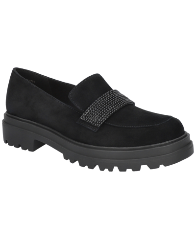 Shop Bella Vita Women's Paz Comfort Lug Loafers In Black Suede Leather