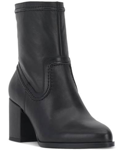 Shop Vince Camuto Women's Pailey Block-heel Dress Booties In Black Nappa Leather