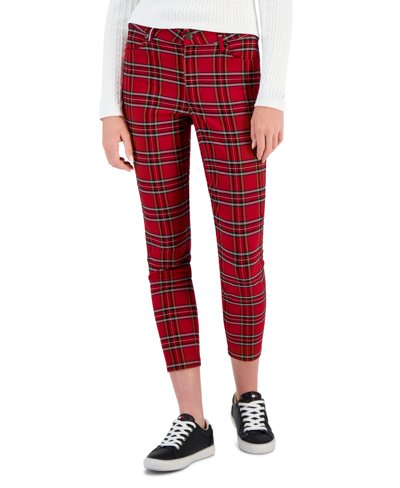 Shop Tommy Hilfiger Women's Tartan Tribeca Ankle Pants In Red Multi