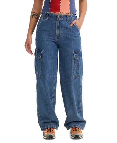 Shop Levi's Women's '94 Baggy Cotton High Rise Cargo Pants In Im Never Wrong Stone