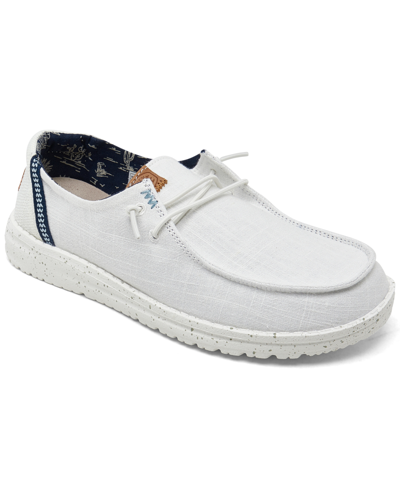 Shop Hey Dude Big Girls Wendy Washed Canvas Casual Moccasin Sneakers From Finish Line In White