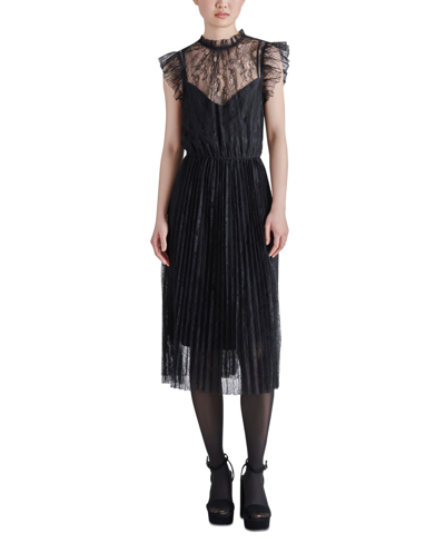 Shop Steve Madden Women's Izzo High-neck Cap-sleeve Dress In Black