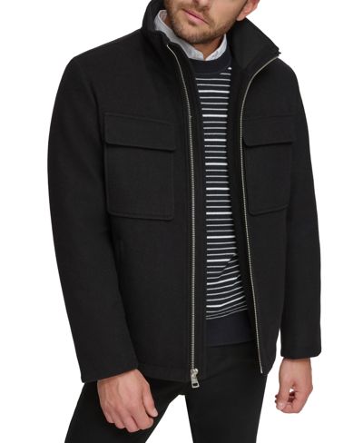 Shop Calvin Klein Men's Hipster Full-zip Jacket With Zip-out Hood In Black