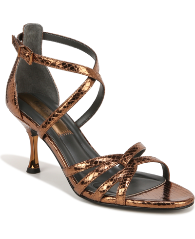 Shop Franco Sarto Rika Strappy Dress Sandals In Bronze Snake Print Faux Leather