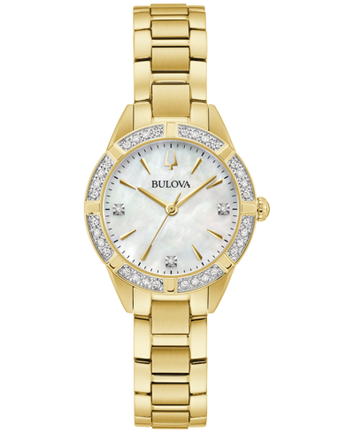 Shop Bulova Women's Classic Sutton Diamond (1/20 Ct. T.w.) Gold-tone Stainless Steel Bracelet Watch 28mm