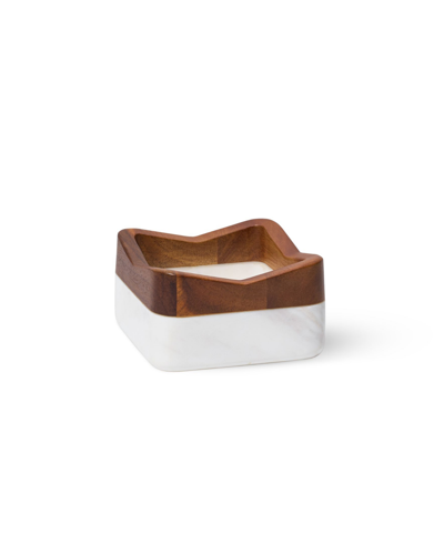 Shop Nambe Chevron Wine Coaster In Acacia Wood And Marble In Brown