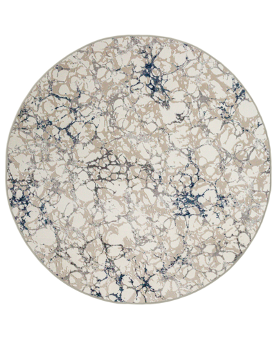 Shop Km Home Closeout!  Teola 1240 5'3" X 5'3" Round Area Rug In Blue