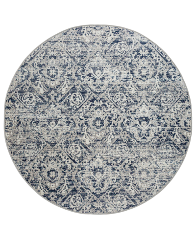 Shop Km Home Closeout!  Teola 1244 7'10" X 7'10" Round Area Rug In Blue