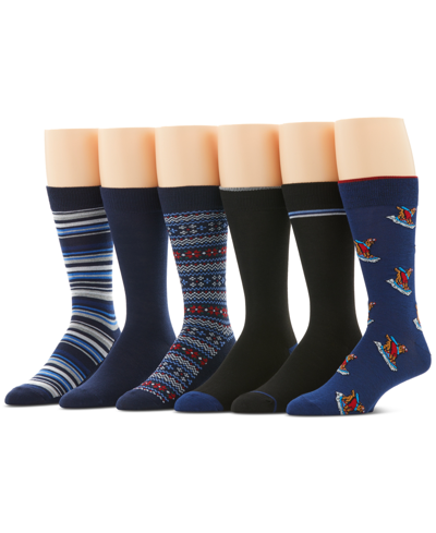 Shop Perry Ellis Portfolio Men's 6-pk. Holiday Casual Dress Socks In Blue