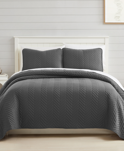 Southshore Fine Linens Solid Color Chevron 3-pc. Quilt Set, Queen In Slate