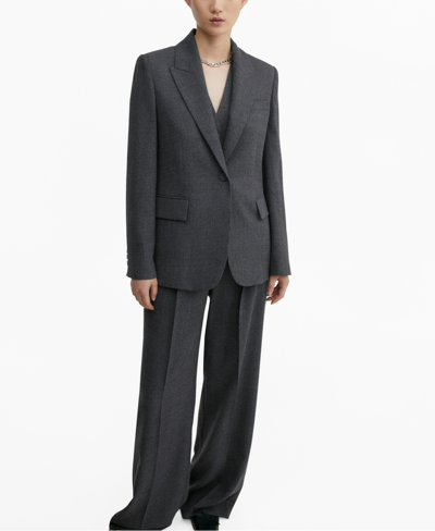 Shop Mango Women's Structured Suit Blazer In Medium Heather Gray