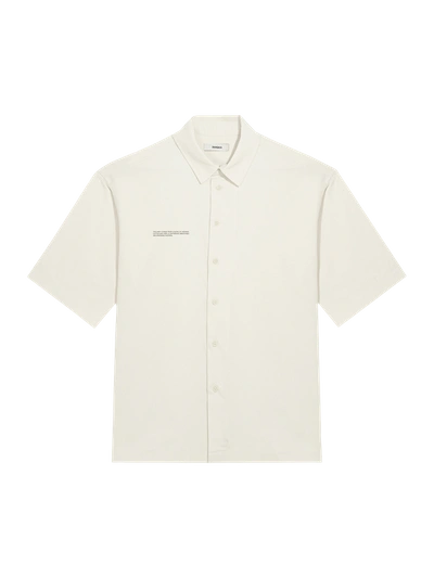 Shop Pangaia Cotton Linen Short Sleeve Shirt In Limestone