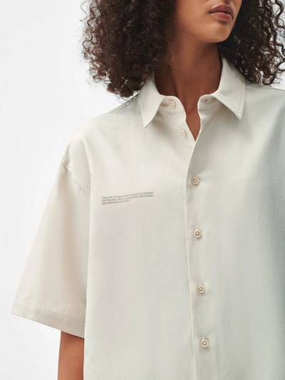 Shop Pangaia Organic Cotton Linen Short Sleeve Shirt In Limestone