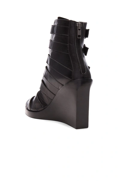 Shop Ann Demeulemeester Leather Buckle Sandals In Black & Silver.