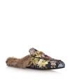 GUCCI Princetown Fur-Lined Floral Slippers