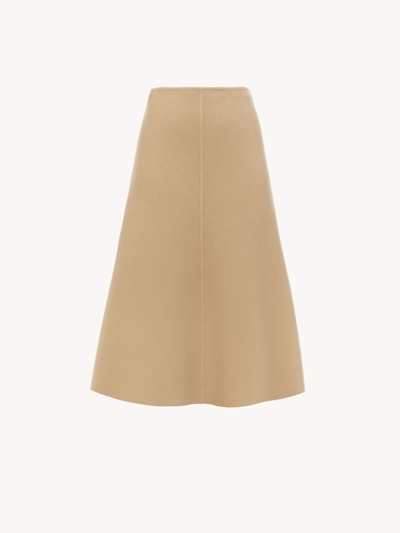 Chloé Jupe Midi Évasée Femme Beige Taille 38 70% Laine, 30% Cachemire |  ModeSens