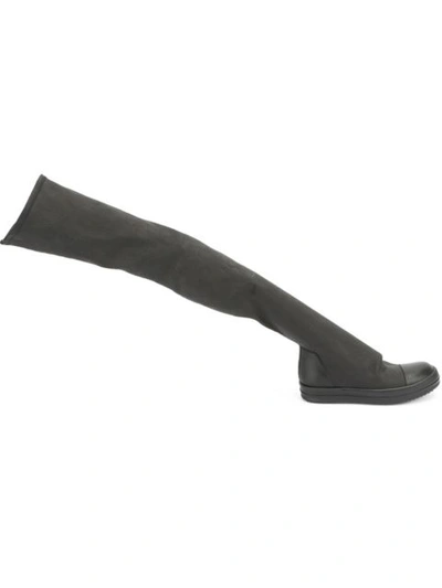 Rick Owens Thigh High Sneaker Boots In Black