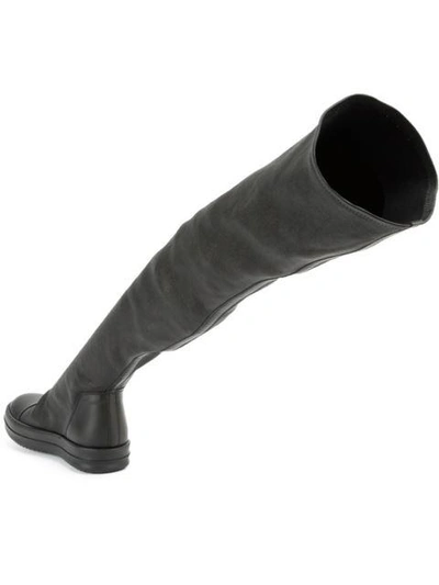 Rick Owens Thigh High Sneaker Boots In Black
