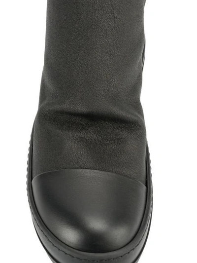 Rick Owens Thigh High Sneaker Boots In Black