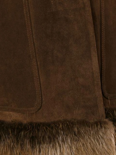 Shop Marni Beaver Fur Trim Coat - Brown