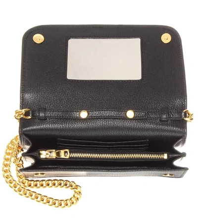 Shop Miu Miu Leather Shoulder Bag In Eero