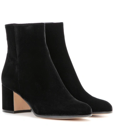 Shop Gianvito Rossi Margaux Velvet Ankle Boots In Llack