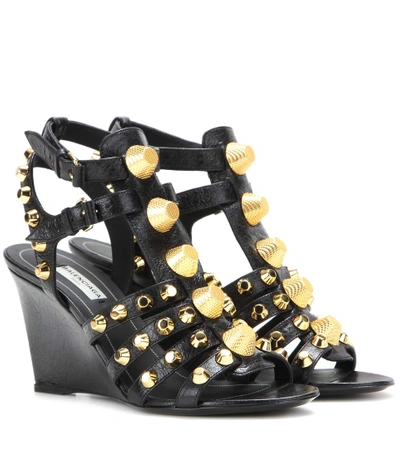Balenciaga Giant Studded Textured-leather Sandals In Black